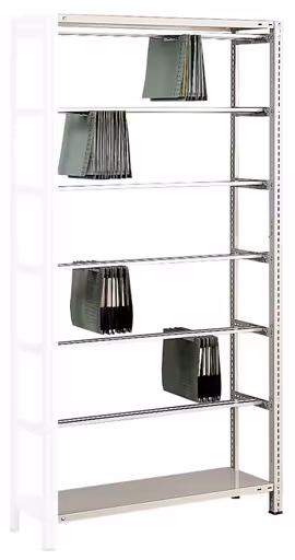 Anbauregal, Schraub-Pendelhefterregal "Elba/Leitz", 2000 x 1000 x 350 mm (HxBxT), RAL 7035 lichtgrau, 6 Pendelstangen von der Marke Schulte Lagertechnik aus der Produktreihe Büroregale