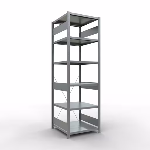 Grundregal, Fachbodenregal Stecksystem MULTIplus250, 2500 x 750 x 800 mm (HxBxT), 6 Fachböden, Kreuzstrebe, verzinkt aus der Kategorie Grundregal mit der Artikelnummer 12981-75