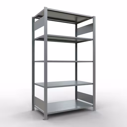Grundregal, Büro-Fachbodenregal Stecksystem MULTIplus150, 1800 x 1000 x 600 mm (HxBxT), 5 Fachböden, Längenriegel, verzinkt, ohne Mittelanschlag aus der Kategorie Stecksystem mit der Artikelnummer 17755