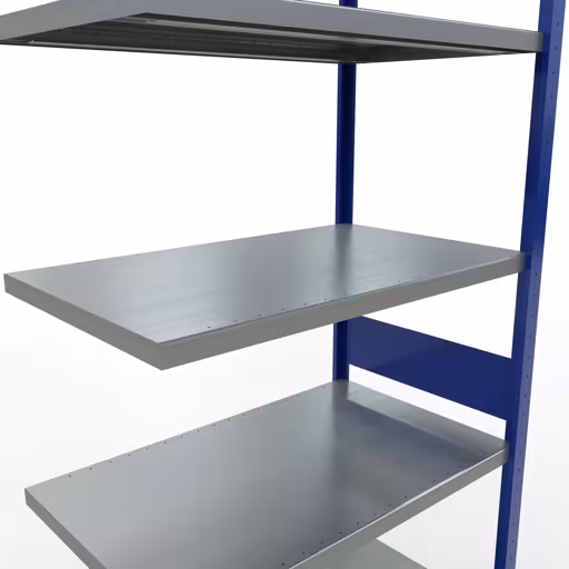 Abbildung Nr 15 des Artikels Anbauregal, Fachbodenregal Stecksystem MULTIplus330, 3000 x 1000 x 600 mm (HxBxT), 7 Fachböden, Längenriegel, RAL 5010 enzianblau/verzinkt aus der Produktgruppe Stecksystem von der Marke Schulte Lagertechnik
