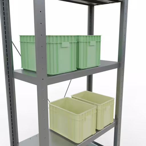 Grundregal, Fachbodenregal Stecksystem MULTIplus250, 2000 x 750 x 300 mm (HxBxT), 5 Fachböden, Kreuzstrebe, verzinkt von Schulte Lagertechnik aus der Kategorie Stecksystem