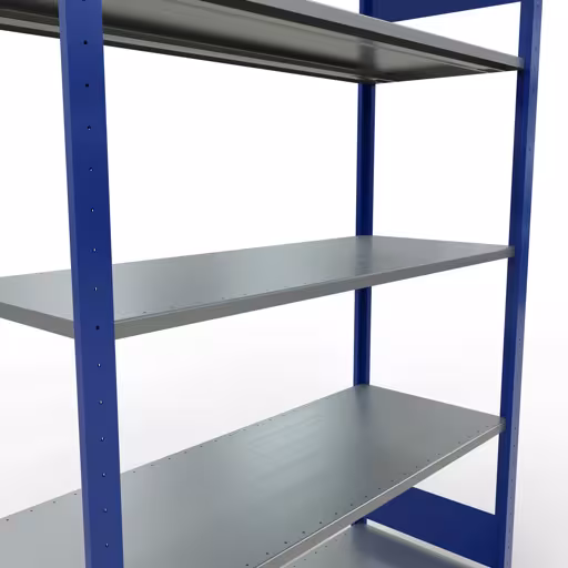 Produktbild Nr.6 des Artikels Grundregal, Fachbodenregal Stecksystem MULTIplus150, 2000 x 1300 x 500 mm (HxBxT), 5 Fachböden, Längenriegel, RAL 5010 enzianblau/verzinkt aus der Produktreihe Stecksystem von der Marke Schulte Lagertechnik