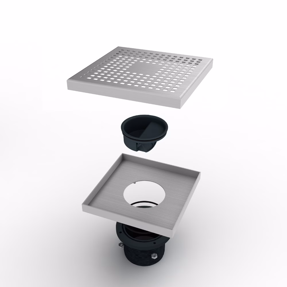 MERT Ablaufaufsatz 20x20cm Bodenablauf Design "KARE" komplett aus Edelstahl + PPvon der Marke Mert MERT Bodenablauf Design "KARE" 20x20cm oder 30x30cm, aus hochwertigem Edelstahl aus der Kategorie Bodenabläufe mit der Teilenummer DU-20-KARE100