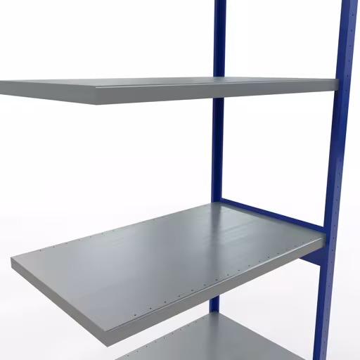 Abbildung Nr 15 des Artikels Anbauregal, Fachbodenregal Stecksystem MULTIplus250, 3000 x 1000 x 600 mm (HxBxT), 7 Fachböden, Längenriegel, RAL 5010 enzianblau/verzinkt aus der Produktgruppe Stecksystem von der Marke Schulte Lagertechnik