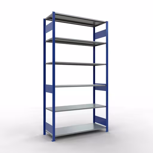 Grundregal, Fachbodenregal Stecksystem MULTIplus150, 2500 x 1300 x 500 mm (HxBxT), 6 Fachböden, Längenriegel, RAL 5010 enzianblau/verzinkt aus der Kategorie Grundregal mit der Artikelnummer 12751-130-LR-B