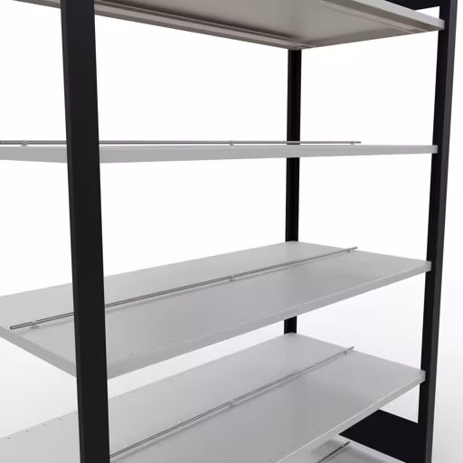 Produktbild Nr 13 des Artikels Grundregal, Büro-Fachbodenregal Stecksystem MULTIplus150, 2000 x 1300 x 600 mm (HxBxT), 6 Fachböden, Längenriegel, mit Mittelanschlag, schwarz/lichtgrau Abbildung Nr 13 des Artikels Grundregal, Büro-Fachbodenregal Stecksystem MULTIplus150, 2000 x 1300 x 600 mm (HxBxT), 6 Fachböden, Längenriegel, mit Mittelanschlag, schwarz/lichtgrau aus der Produktgruppe Büroregale von der Marke Schulte Lagertechnik