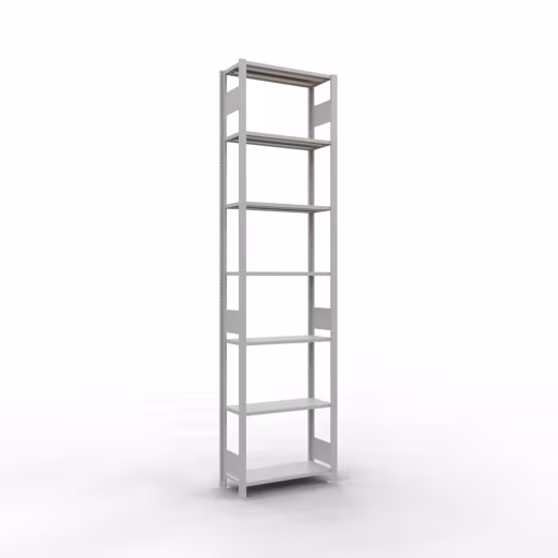 Grundregal, Fachbodenregal Stecksystem MULTIplus150, 3000 x 750 x 300 mm (HxBxT), 7 Fachböden, Längenriegel, RAL 7035 lichtgrau von Schulte Lagertechnik aus der Kategorie Stecksystem