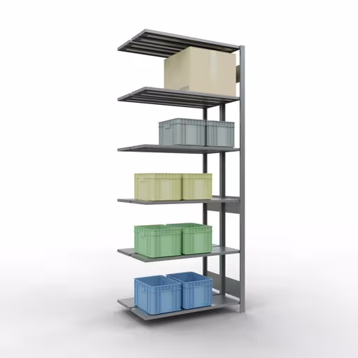 Anbauregal, Doppelregal, Fachbodenregal Stecksystem MULTIplus150, 2500 x 1000 x (2x300) mm (HxBxT), 2x6 Fachböden, Längenriegel, verzinkt von der Marke Schulte Lagertechnik aus der Produktreihe Fachbodenregale
