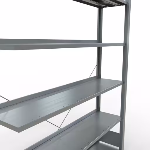 Produktbild Nr 11 des Artikels Anbauregal, Büro-Fachbodenregal Stecksystem MULTIplus85, 2000 x 1300 x 300 mm (HxBxT), 6 Fachböden, Kreuzstrebe, verzinkt, mit Anschlagleiste Abbildung Nr 11 des Artikels Anbauregal, Büro-Fachbodenregal Stecksystem MULTIplus85, 2000 x 1300 x 300 mm (HxBxT), 6 Fachböden, Kreuzstrebe, verzinkt, mit Anschlagleiste aus der Produktgruppe Büroregale von der Marke Schulte Lagertechnik