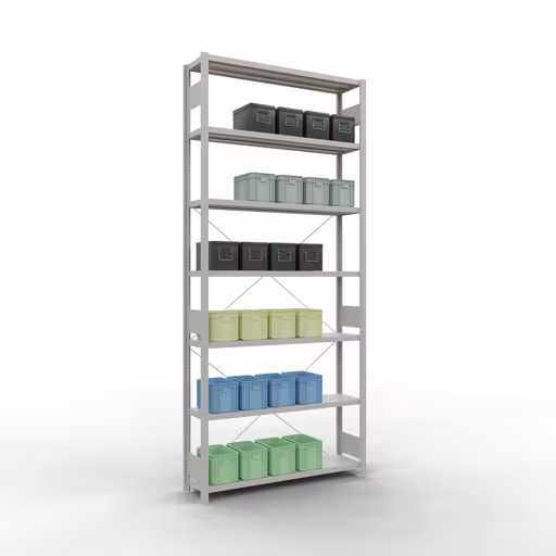 Produktbild Nr 12 des Artikels Stecksystem Grundregal 3000x1300x300 mm, Typ 250 kg, lichtgrau Abbildung Nr 12 des Artikels Stecksystem Grundregal 3000x1300x300 mm, Typ 250 kg, lichtgrau aus der Produktgruppe Stecksystem von der Marke Schulte Lagertechnik