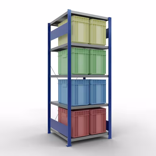 Abbildung Nr 11 des Artikels Grundregal, Fachbodenregal Stecksystem MULTIplus250, 2000 x 750 x 800 mm (HxBxT), 5 Fachböden, Kreuzstrebe, RAL 5010 enzianblau/verzinkt/verzinkt aus der Produktgruppe Stecksystem von der Marke Schulte Lagertechnik