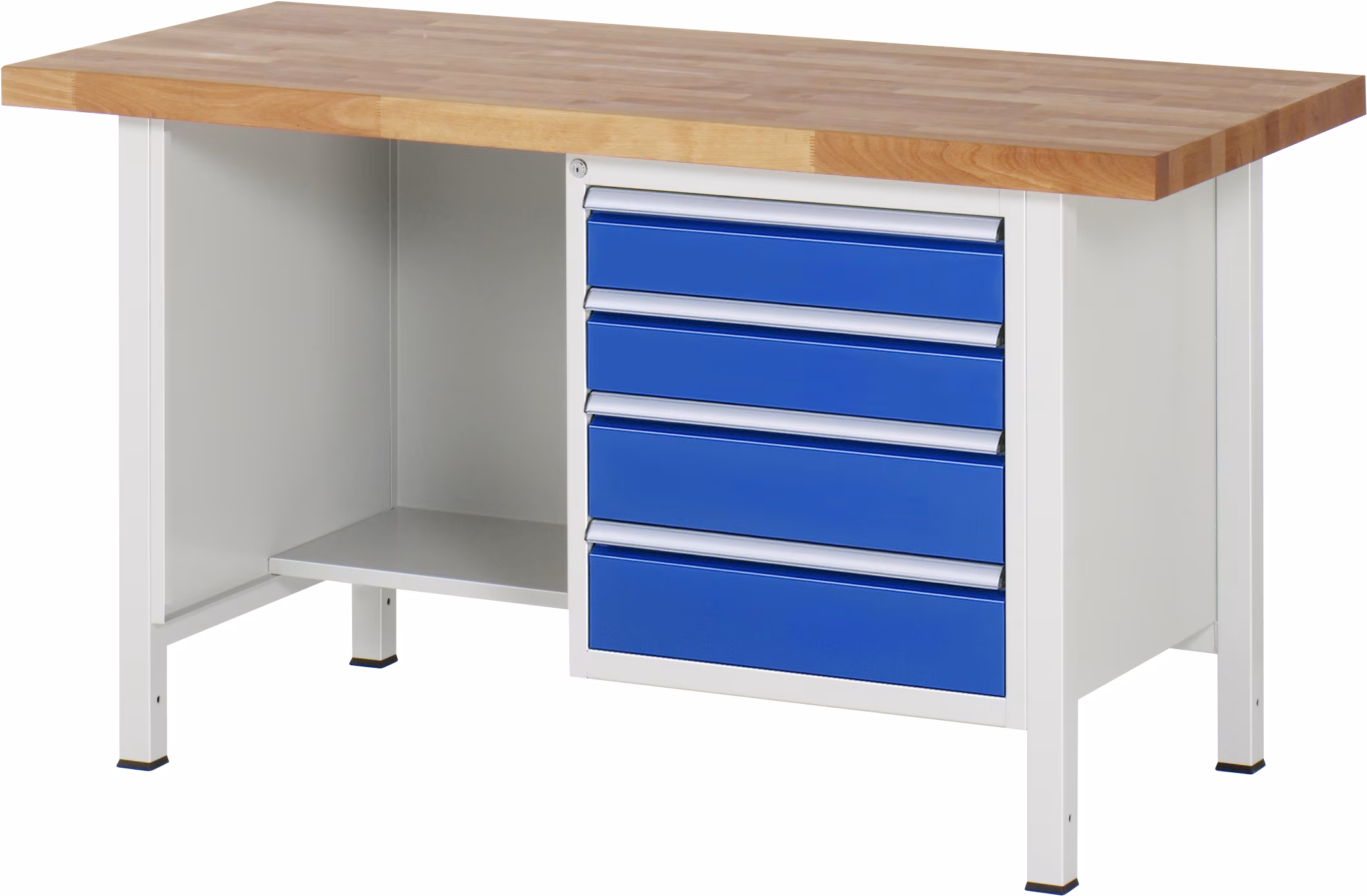 Werkbank höhenverstellbar 8453A2, B1500xT700xH840-1040mm, 4xSchublade-Teilauszug von Rau Werkbank höhenverstellbar 8453A2 aus der Kategorie Werkbänke mit der Artikelnr. 03-8453A2-157B4H.11