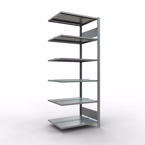 Abbildung Nr 12 des Artikels Anbauregal, Büro-Fachbodenregal Stecksystem MULTIplus150, 2000 x 750 x 600 mm (HxBxT), 6 Fachböden, Längenriegel, verzinkt, mit Mittelanschlag aus der Produktgruppe Büroregale von der Marke Schulte Lagertechnik