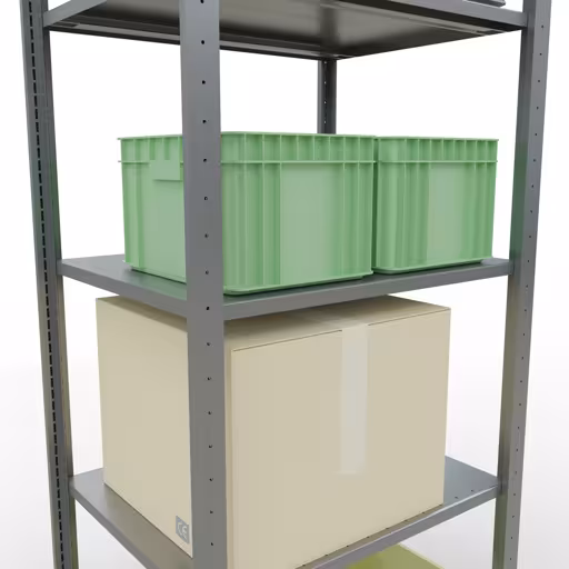 Grundregal, Fachbodenregal Stecksystem MULTIplus150, 2000 x 750 x 600 mm (HxBxT), 5 Fachböden, Längenriegel, verzinkt von der Marke Schulte Lagertechnik aus der Produktreihe Stecksystem