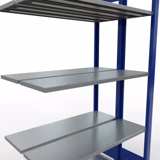Produktbild Nr.7 des Artikels Anbauregal, Doppelregal, Fachbodenregal Stecksystem MULTIplus150, 2000 x 1000 x (2x300) mm (HxBxT), 2x5 Fachböden, Längenriegel, RAL 5010 enzianblau aus der Produktreihe Fachbodenregale von der Marke Schulte Lagertechnik