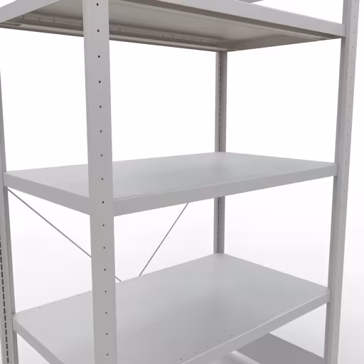 Produktbild Nr.15 des Artikels Grundregal, Fachbodenregal Stecksystem MULTIplus250, 2000 x 1000 x 600 mm (HxBxT), 5 Fachböden, Kreuzstrebe, RAL 7035 lichtgrau aus der Produktreihe Stecksystem von der Marke Schulte Lagertechnik