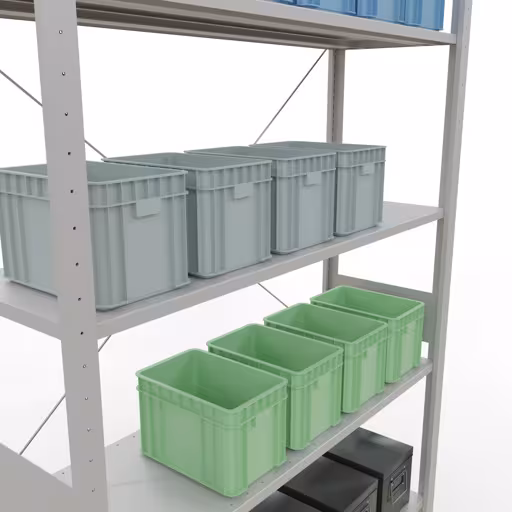 Produktbild Nr.8 des Artikels Stecksystem Grundregal 3000x1300x400 mm, Typ 150 kg, lichtgrau aus der Produktreihe Stecksystem von der Marke Schulte Lagertechnik