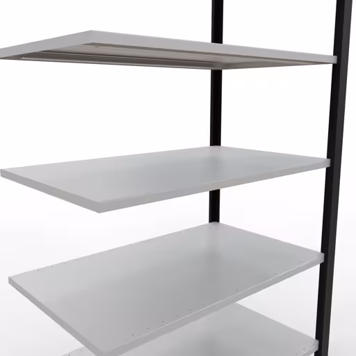 Anbauregal, Büro-Fachbodenregal Stecksystem MULTIplus150, 2300 x 1000 x 600 mm (HxBxT), 7 Fachböden, Längenriegel, ohne Mittelanschlag, schwarz/lichtgrau von Schulte Lagertechnik aus der Kategorie Büroregale