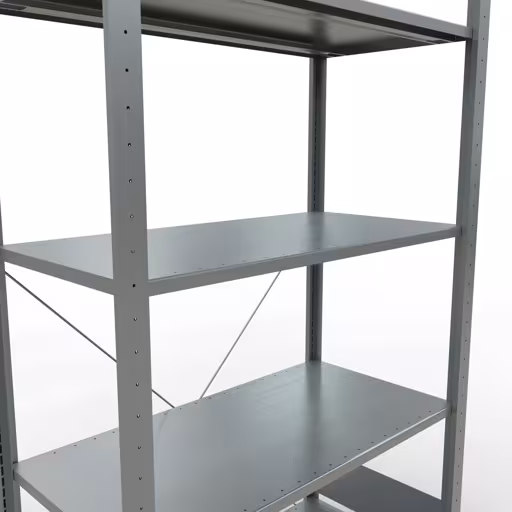 Abbildung Nr 8 des Artikels Grundregal, Fachbodenregal Stecksystem MULTIplus150, 2000 x 1000 x 500 mm (HxBxT), 5 Fachböden, Kreuzstrebe, verzinkt aus der Produktgruppe Stecksystem von der Marke Schulte Lagertechnik