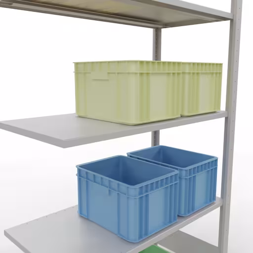 Anbauregal, Fachbodenregal Stecksystem MULTIplus150, 2000 x 1000 x 500 mm (HxBxT), 5 Fachböden, Längenriegel, RAL 7035 lichtgrau von Schulte Lagertechnik mit der Artikelnr. 32655-LR