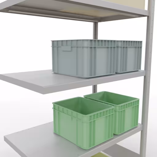 Abbildung Nr 10 des Artikels Anbauregal, Fachbodenregal Stecksystem MULTIplus330, 2000 x 1000 x 600 mm (HxBxT), 5 Fachböden, Längenriegel, RAL 7035 lichtgrau aus der Produktgruppe Stecksystem von der Marke Schulte Lagertechnik