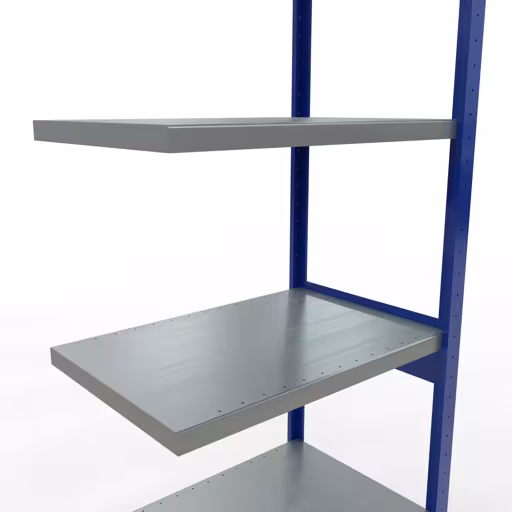 Abbildung Nr 12 des Artikels Anbauregal, Fachbodenregal Stecksystem MULTIplus250, 2500 x 750 x 500 mm (HxBxT), 6 Fachböden, Längenriegel, RAL 5010 enzianblau/verzinkt/verzinkt aus der Produktgruppe Stecksystem von der Marke Schulte Lagertechnik