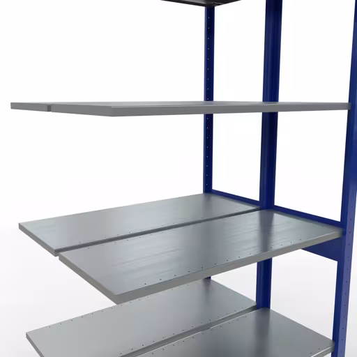 Andere Ansicht des Artikels Anbauregal, Doppelregal, Fachbodenregal Stecksystem MULTIplus150, 2500 x 1000 x (2x400) mm (HxBxT), 2x6 Fachböden, Längenriegel, RAL 5010 enzianblau aus der Kategorie Fachbodenregale