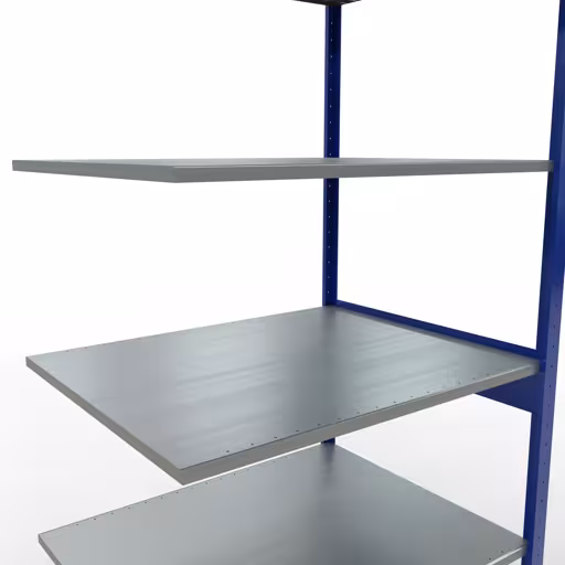 Produktbild Nr.15 des Artikels Anbauregal, Fachbodenregal Stecksystem MULTIplus150, 2500 x 1000 x 800 mm (HxBxT), 6 Fachböden, Längenriegel, RAL 5010 enzianblau/verzinkt aus der Produktreihe Stecksystem von der Marke Schulte Lagertechnik