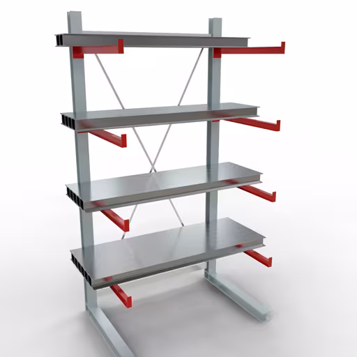 Produktbild Nr 10 des Artikels K 6000 Komplettregal, einseitig, 3000 x 1500 x 1000 mm, RAL 7001 / RAL 3000, 5 Lagerebenen Abbildung Nr 10 des Artikels K 6000 Komplettregal, einseitig, 3000 x 1500 x 1000 mm, RAL 7001 / RAL 3000, 5 Lagerebenen aus der Produktgruppe Kragarmregale von der Marke Schulte Lagertechnik