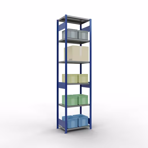 Abbildung Nr 14 des Artikels Grundregal, Fachbodenregal Stecksystem MULTIplus250, 3000 x 750 x 500 mm (HxBxT), 7 Fachböden, Längenriegel, RAL 5010 enzianblau/verzinkt/verzinkt aus der Produktgruppe Stecksystem von der Marke Schulte Lagertechnik