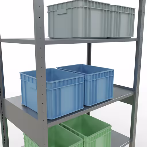 Produktbild Nr 15 des Artikels Grundregal, Fachbodenregal Stecksystem MULTIplus150, 2500 x 1000 x 600 mm (HxBxT), 6 Fachböden, Kreuzstrebe, verzinkt Abbildung Nr 15 des Artikels Grundregal, Fachbodenregal Stecksystem MULTIplus150, 2500 x 1000 x 600 mm (HxBxT), 6 Fachböden, Kreuzstrebe, verzinkt aus der Produktgruppe Stecksystem von der Marke Schulte Lagertechnik