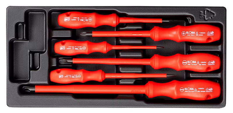 VDE-Schraubendrehersatz, 6-teilig, MS-32 von ELORA VDE-Schraubendrehersatz, 6-teilig, MS-32 aus der Kategorie VDE-Schraubendreher mit der Artikelnr. 0000532001000