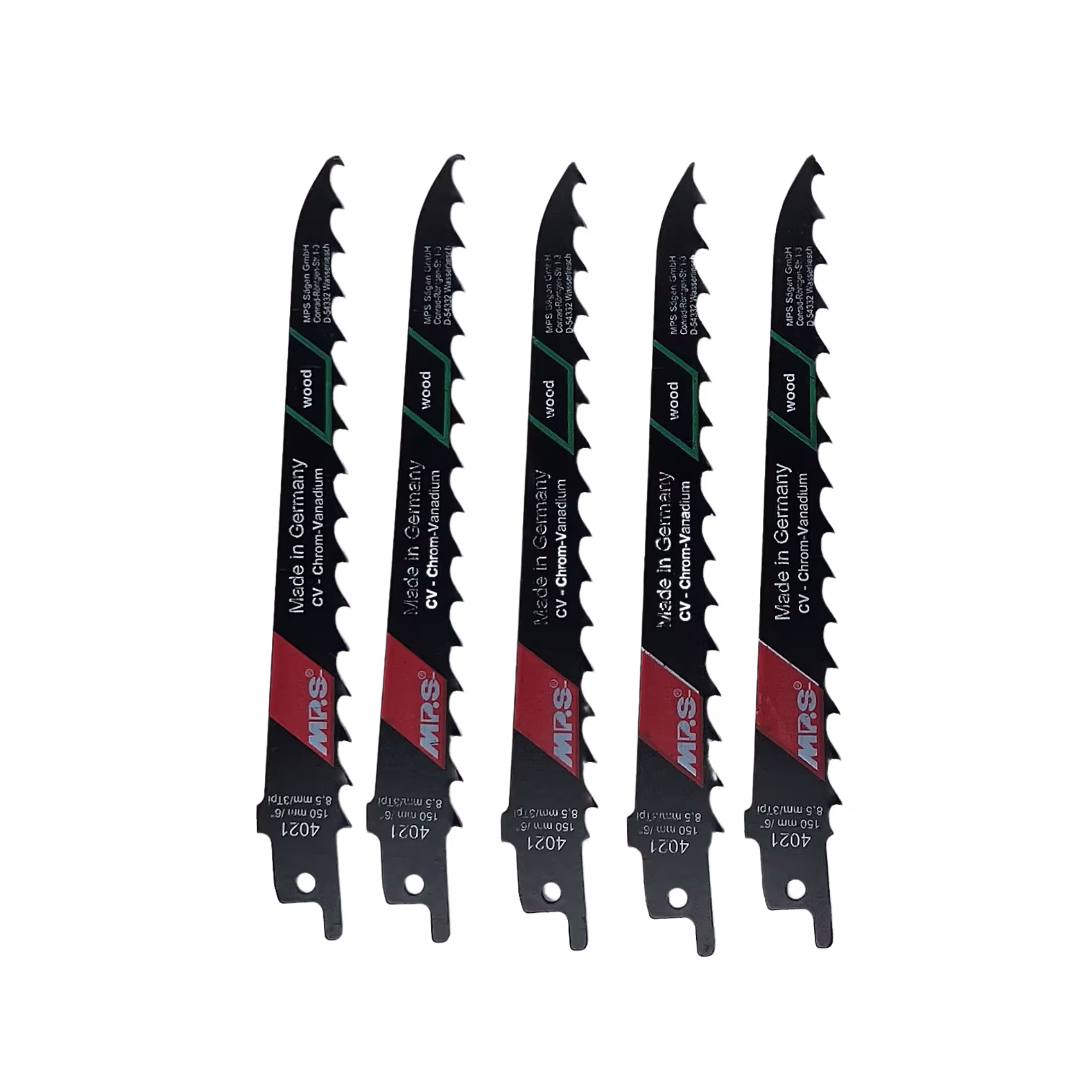 Produktgruppe MPS CV-Säbelsägeblatt gefräst und geschränkt zur Bearbeitung von Holz, Holzfaserplatten und Kunststoffen CV-Säbelsägeblatt gefräst und geschränkt GL 150/VL 130mm, ZT 8,5mm von der Marke MPS aus der Kategorie Sägeblätter