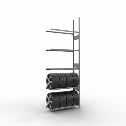 Abbildung Nr 12 des Artikels Anbauregal, Räder-/Reifenregal, 3500 x 1200 x 400 mm, verzinkt, 5 Lagerebenen á 150 kg Fachlast pro Ebene aus der Produktgruppe Fachbodenregale von der Marke Schulte Lagertechnik
