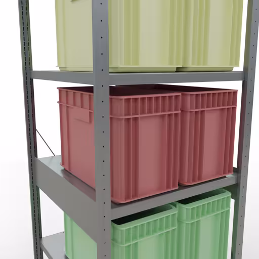 Zusatzbild des Artikels Grundregal, Fachbodenregal Stecksystem MULTIplus250, 2500 x 750 x 800 mm (HxBxT), 6 Fachböden, Kreuzstrebe, verzinkt aus Grundregal