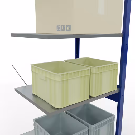 Produktbild Nr.15 des Artikels Anbauregal, Fachbodenregal Stecksystem MULTIplus150, 2500 x 750 x 600 mm (HxBxT), 6 Fachböden, Kreuzstrebe, RAL 5010 enzianblau/verzinkt/verzinkt aus der Produktreihe Stecksystem von der Marke Schulte Lagertechnik