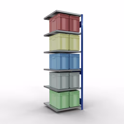 Abbildung Nr 15 des Artikels Anbauregal, Fachbodenregal Stecksystem MULTIplus250, 2500 x 750 x 800 mm (HxBxT), 6 Fachböden, Längenriegel, RAL 5010 enzianblau/verzinkt/verzinkt aus der Produktgruppe Stecksystem von der Marke Schulte Lagertechnik