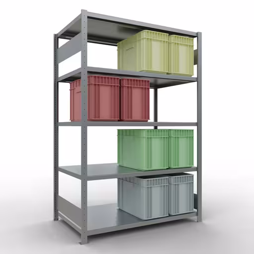 Produktbild Nr 14 des Artikels Grundregal, Fachbodenregal Stecksystem MULTIplus250, 2000 x 1300 x 800 mm (HxBxT), 5 Fachböden, Längenriegel, verzinkt Abbildung Nr 14 des Artikels Grundregal, Fachbodenregal Stecksystem MULTIplus250, 2000 x 1300 x 800 mm (HxBxT), 5 Fachböden, Längenriegel, verzinkt aus der Produktgruppe Stecksystem von der Marke Schulte Lagertechnik