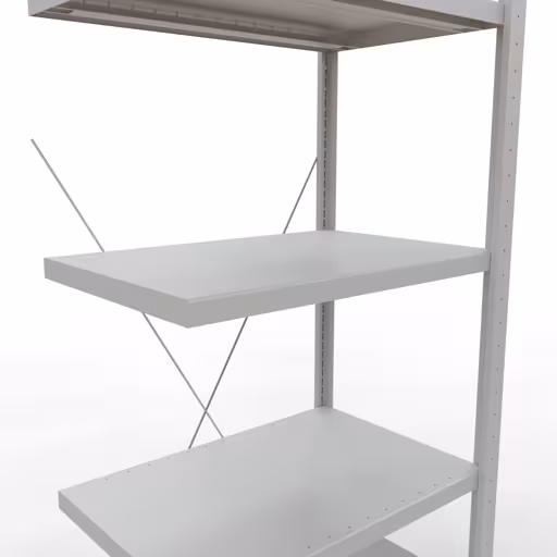 Abbildung Nr 8 des Artikels Anbauregal, Fachbodenregal Stecksystem MULTIplus250, 2000 x 750 x 500 mm (HxBxT), 5 Fachböden, Kreuzstrebe, RAL 7035 lichtgrau aus der Produktgruppe Stecksystem von der Marke Schulte Lagertechnik