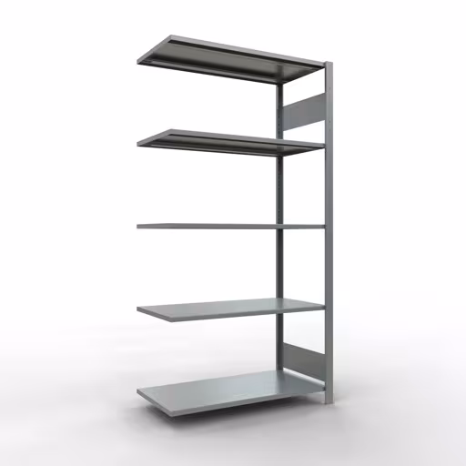 Anbauregal, Fachbodenregal Stecksystem MULTIplus150, 2000 x 1000 x 500 mm (HxBxT), 5 Fachböden, Längenriegel, verzinkt aus der Kategorie Anbauregal mit der Artikelnummer 12755-LR