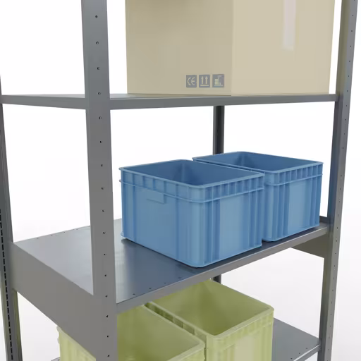 Grundregal, Fachbodenregal Stecksystem MULTIplus150, 2500 x 1000 x 600 mm (HxBxT), 6 Fachböden, Längenriegel, verzinkt mit der Artikelnr. 12761-LR Grundregal, Fachbodenregal Stecksystem MULTIplus150, 2500 x 1000 x 600 mm (HxBxT), 6 Fachböden, Längenriegel, verzinkt von Schulte Lagertechnik aus der Kategorie Stecksystem