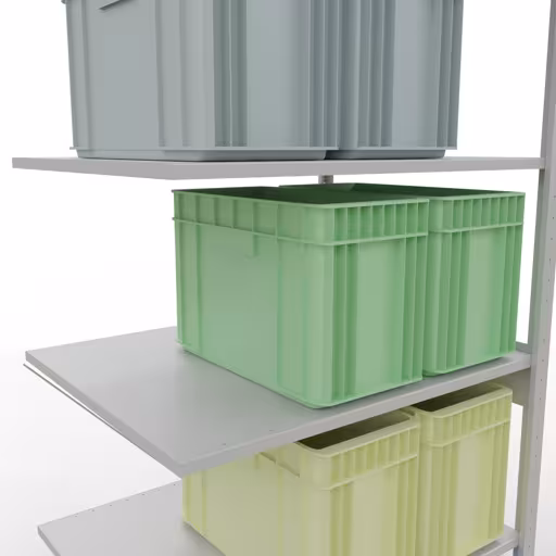 Anbauregal, Fachbodenregal Stecksystem MULTIplus150, 2500 x 1000 x 800 mm (HxBxT), 6 Fachböden, Kreuzstrebe, RAL 7035 lichtgrau von der Marke Schulte Lagertechnik aus der Produktreihe Stecksystem