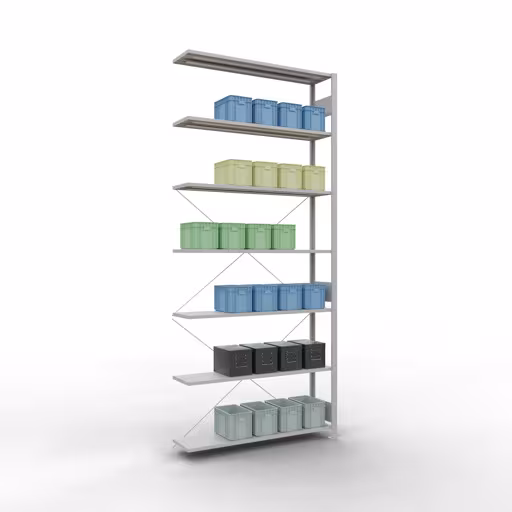Produktbild Nr.6 des Artikels Stecksystem Anbauregal 3000x1300x300 mm, Typ 150 kg, lichtgrau aus der Produktreihe Stecksystem von der Marke Schulte Lagertechnik