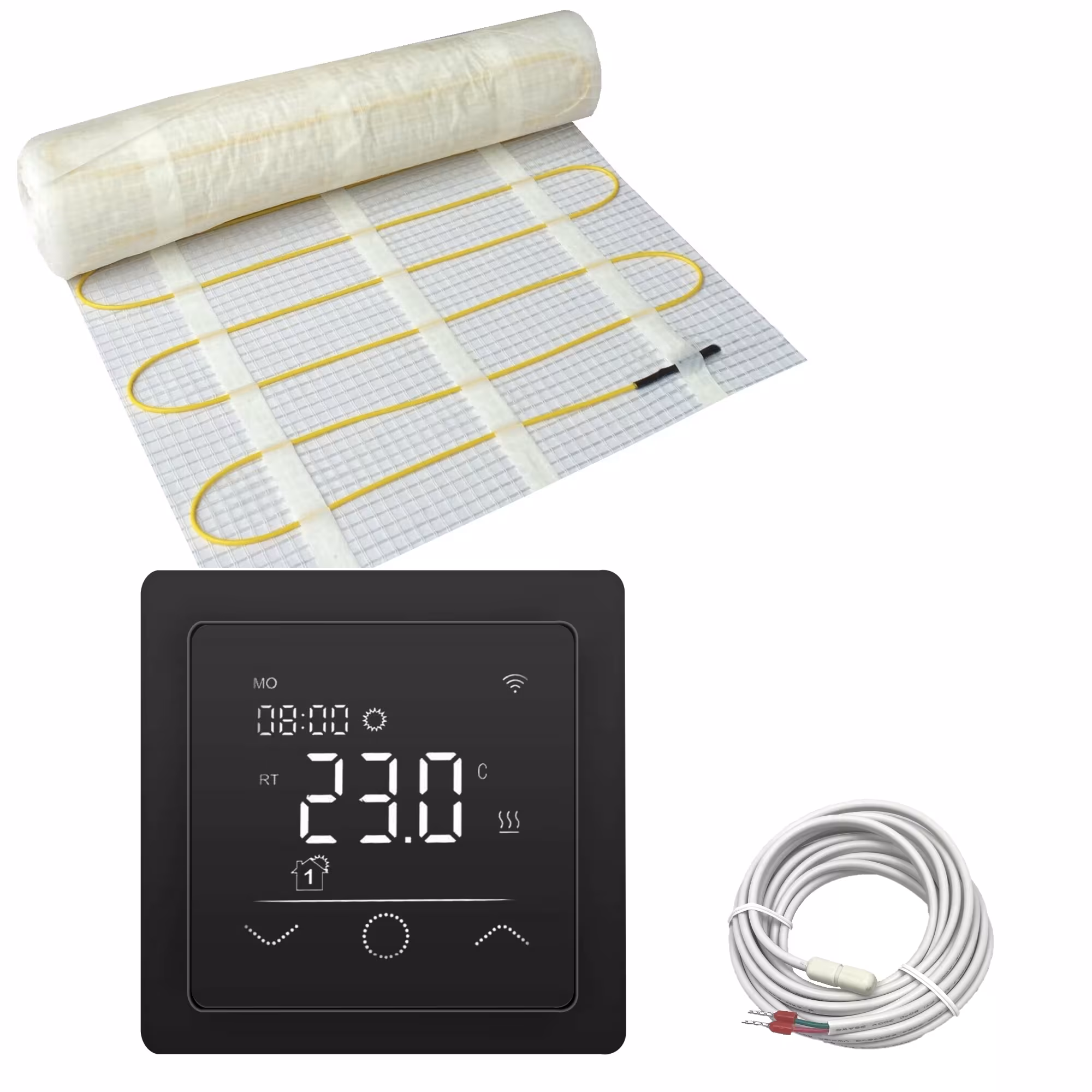 HoWaTech Comfort Plus Elektrische Fußbodenheizung | Set mit Heizmatte und WiFi Regler Touch schwarz von HoWaTech HoWaTech Comfort Plus Elektrische Fußbodenheizung | Set mit Heizmatte und WiFi Regler Touch schwarz aus der Kategorie Elektrische Fußbodenheizung