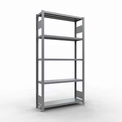 Grundregal, Fachbodenregal Stecksystem MULTIplus330, 2000 x 1000 x 300 mm (HxBxT), 5 Fachböden, Längenriegel, verzinkt aus der Kategorie Grundregal mit der Artikelnummer 13930-LR