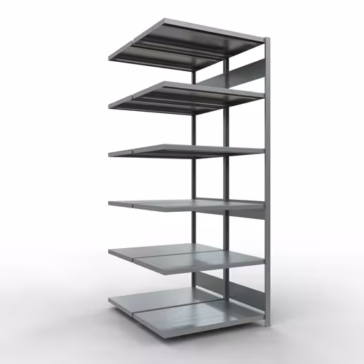 Anbauregal, Doppelregal, Fachbodenregal Stecksystem MULTIplus250, 2500 x 1000 x (2x600) mm (HxBxT), 2x6 Fachböden, Längenriegel, verzinkt aus der Kategorie Doppelregale mit der Artikelnummer 17966
