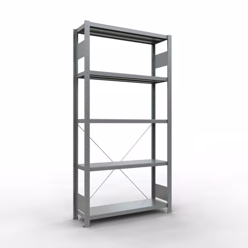 Grundregal, Fachbodenregal Stecksystem MULTIplus330, 2000 x 1000 x 300 mm (HxBxT), 5 Fachböden, Kreuzstrebe, verzinkt aus der Kategorie Grundregal mit der Artikelnummer 13930