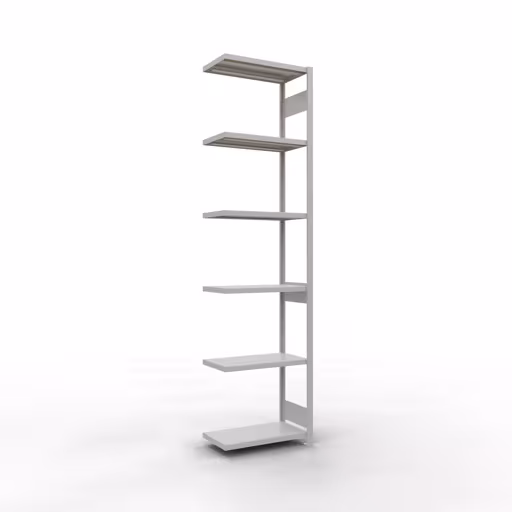 Anbauregal, Fachbodenregal Stecksystem MULTIplus250, 3000 x 750 x 400 mm (HxBxT), 7 Fachböden, Längenriegel, RAL 7035 lichtgrau aus der Kategorie Anbauregal mit der Artikelnummer 32847-75-LR