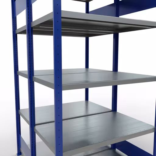 Grundregal, Doppelregal, Fachbodenregal Stecksystem MULTIplus250, 2000 x 1000 x (2x600) mm (HxBxT), 2x5 Fachböden, Längenriegel, RAL 5010 enzianblau von Schulte Lagertechnik aus der Kategorie Fachbodenregale
