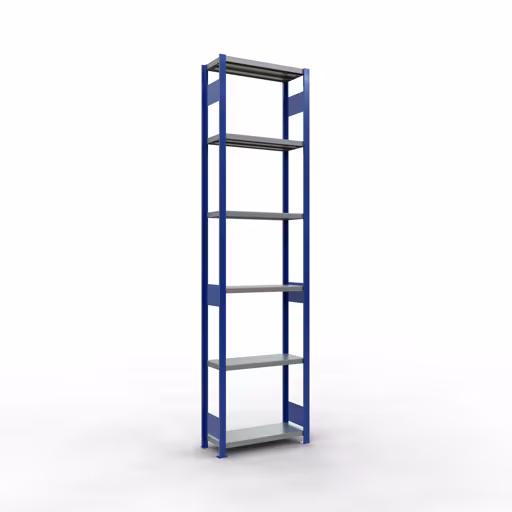 Grundregal, Fachbodenregal Stecksystem MULTIplus250, 3000 x 750 x 300 mm (HxBxT), 7 Fachböden, Längenriegel, RAL 5010 enzianblau/verzinkt/verzinkt aus der Kategorie Grundregal mit der Artikelnummer 12932-75-LR-B
